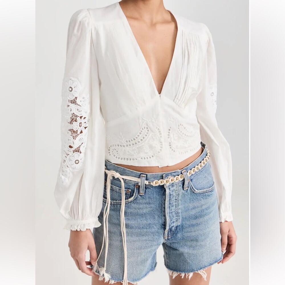 Farm Rio White Lace Blouse